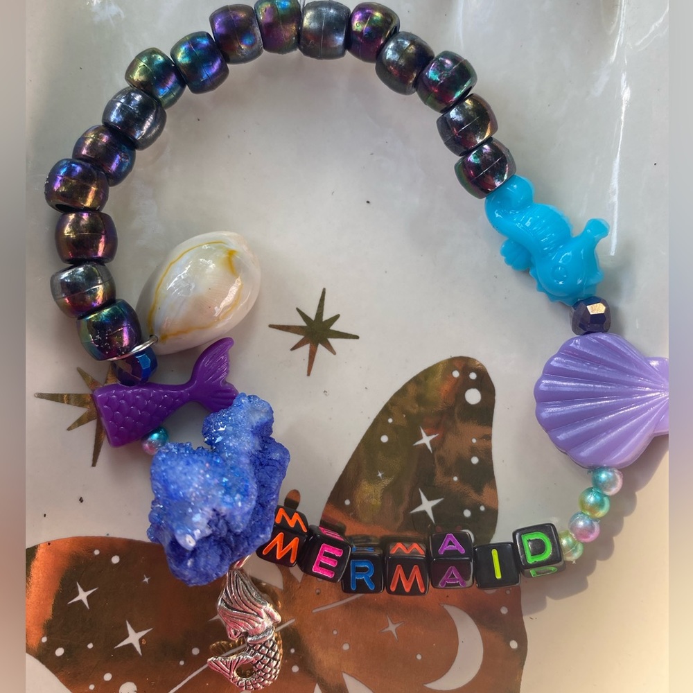 Kandi mermaid crystal seashell bracelet